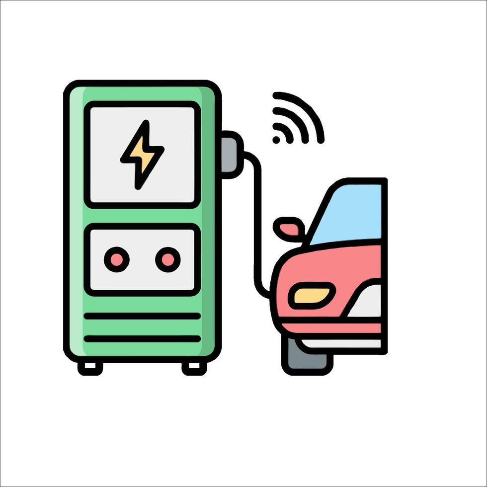 Electric car charging station illustration vector