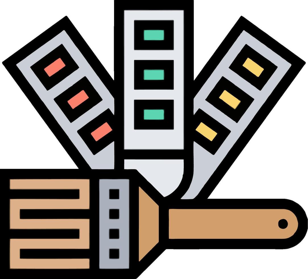 A paintbrush and a paint can with different colors vector