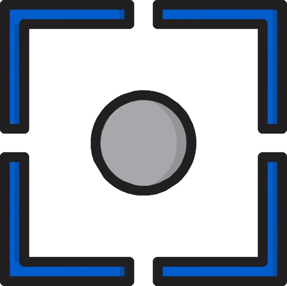 A square with a blue border and a black circle vector