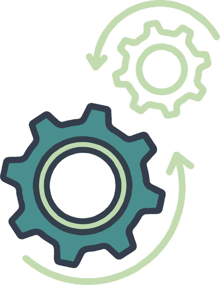 A gear wheel with arrows pointing to it vector