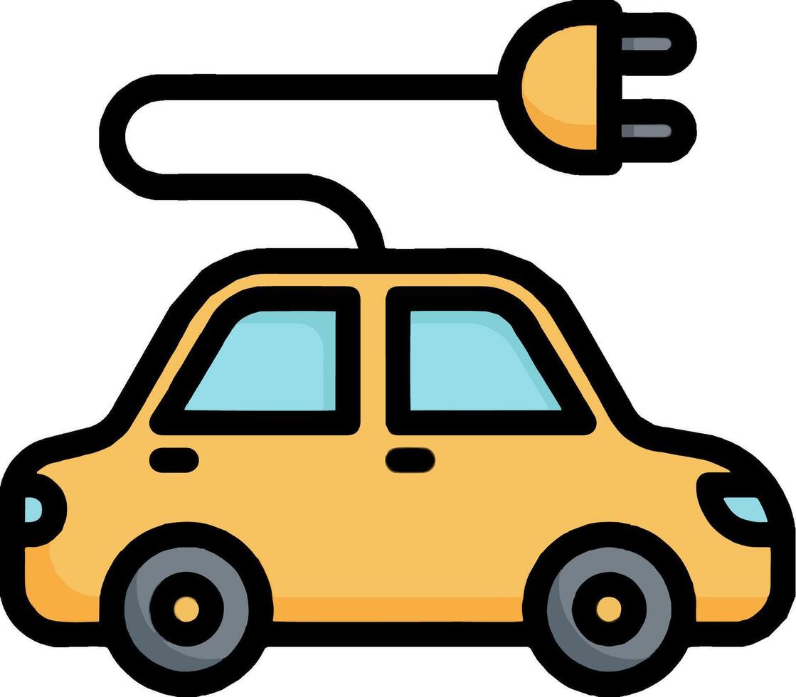 An electric car with a plug on top vector