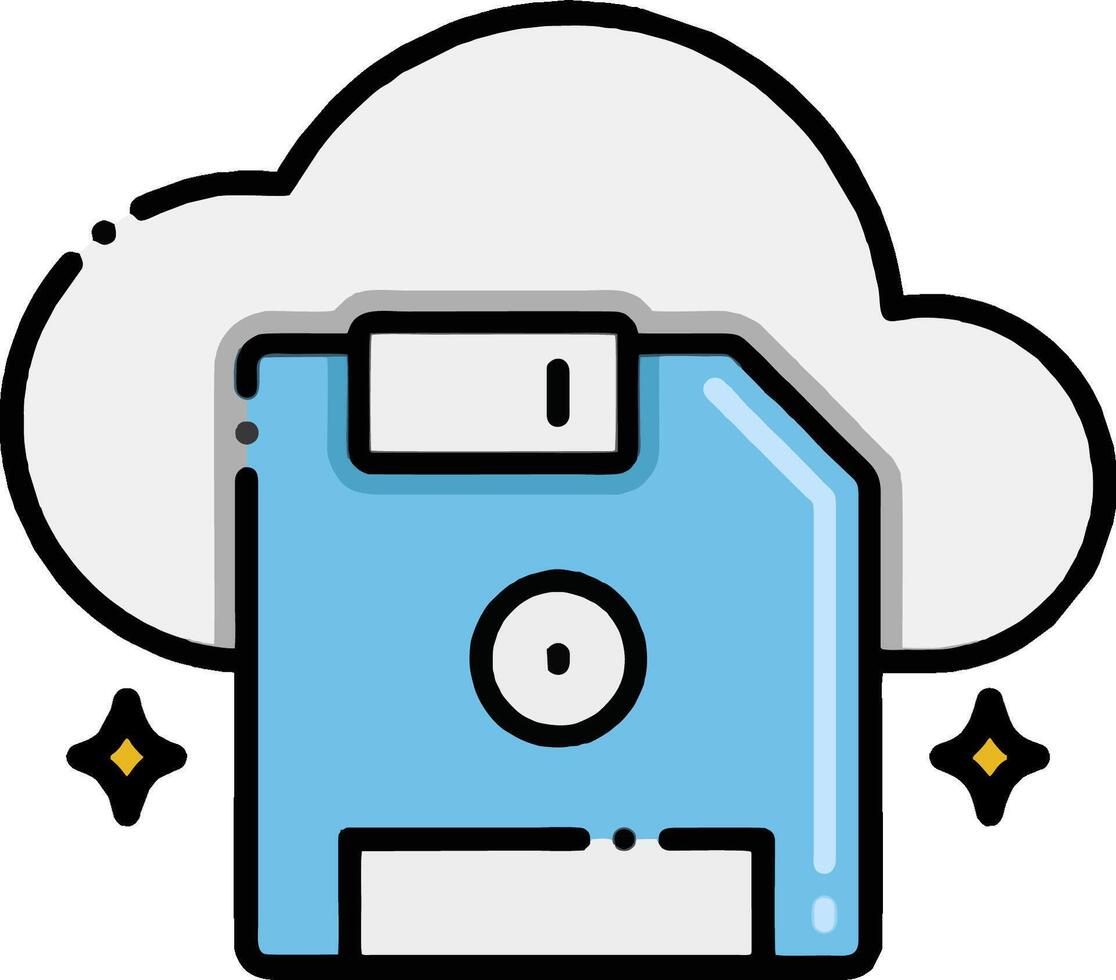 A cloud with a floppy disk icon vector