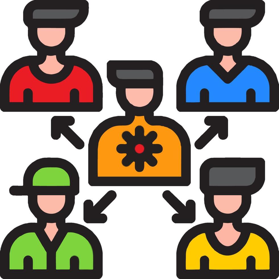 People in different colors are connected to each other vector