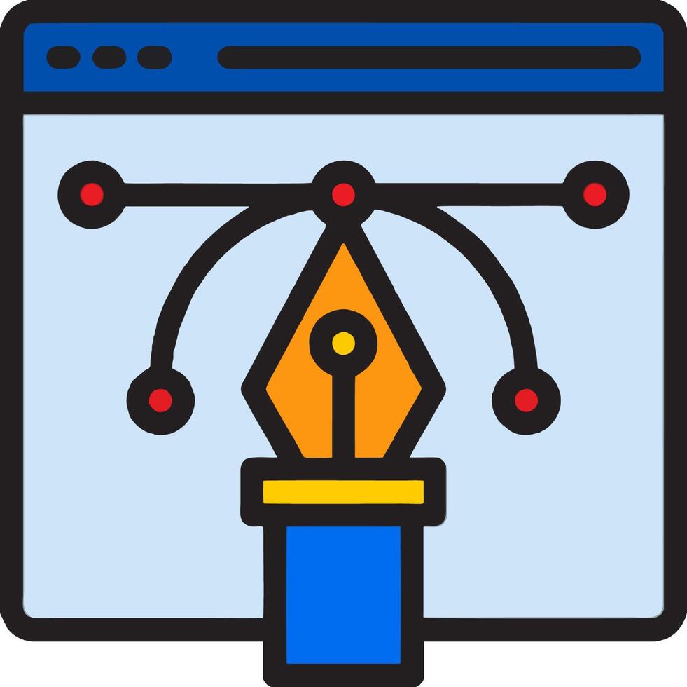 A pen and a computer screen with a dot on it vector