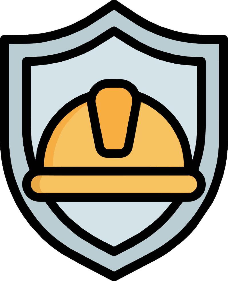A construction helmet icon on a shield vector