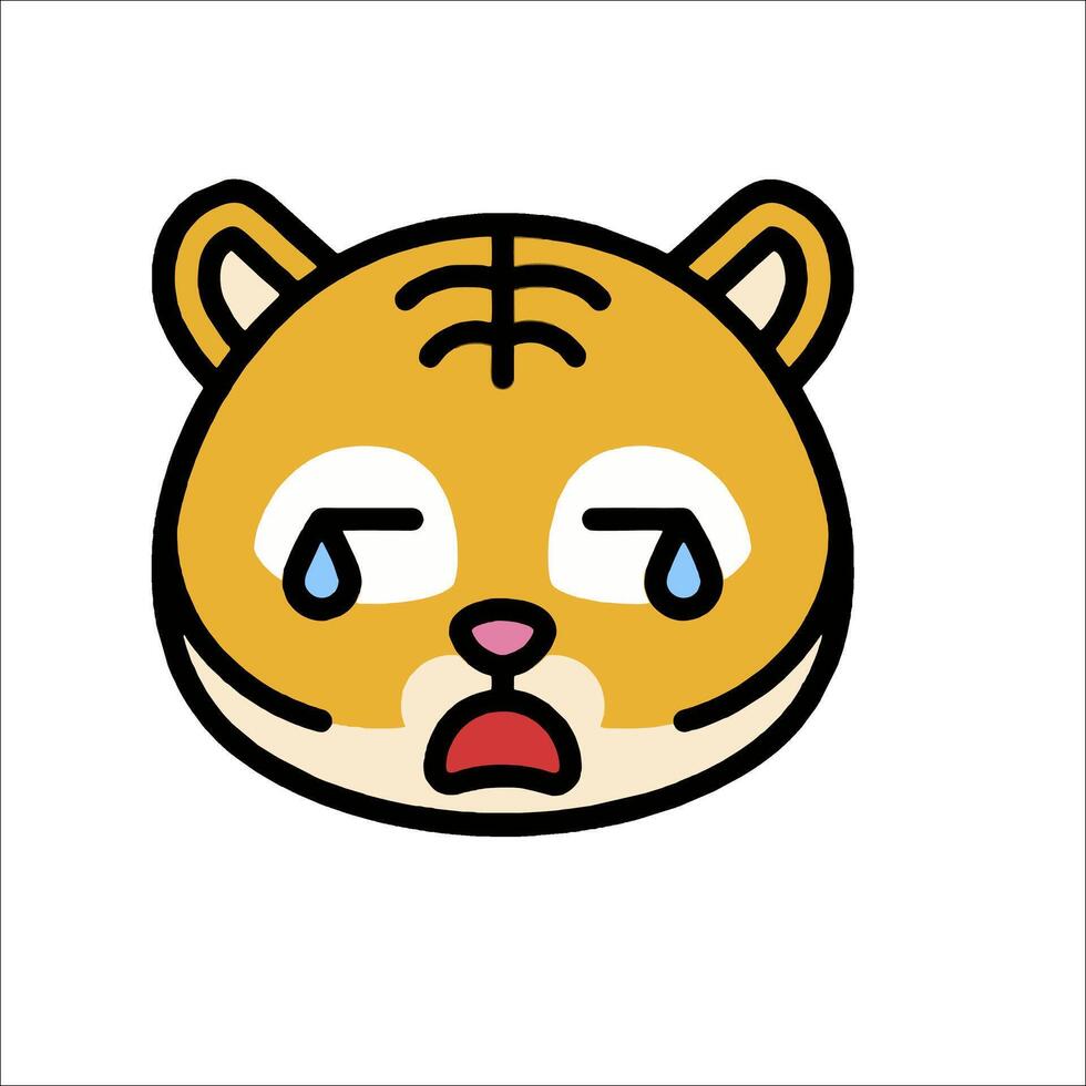 A cartoon tiger with a sad face vector
