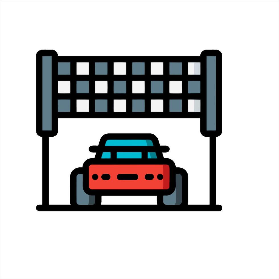 Race car at the finish line icon illustration vector