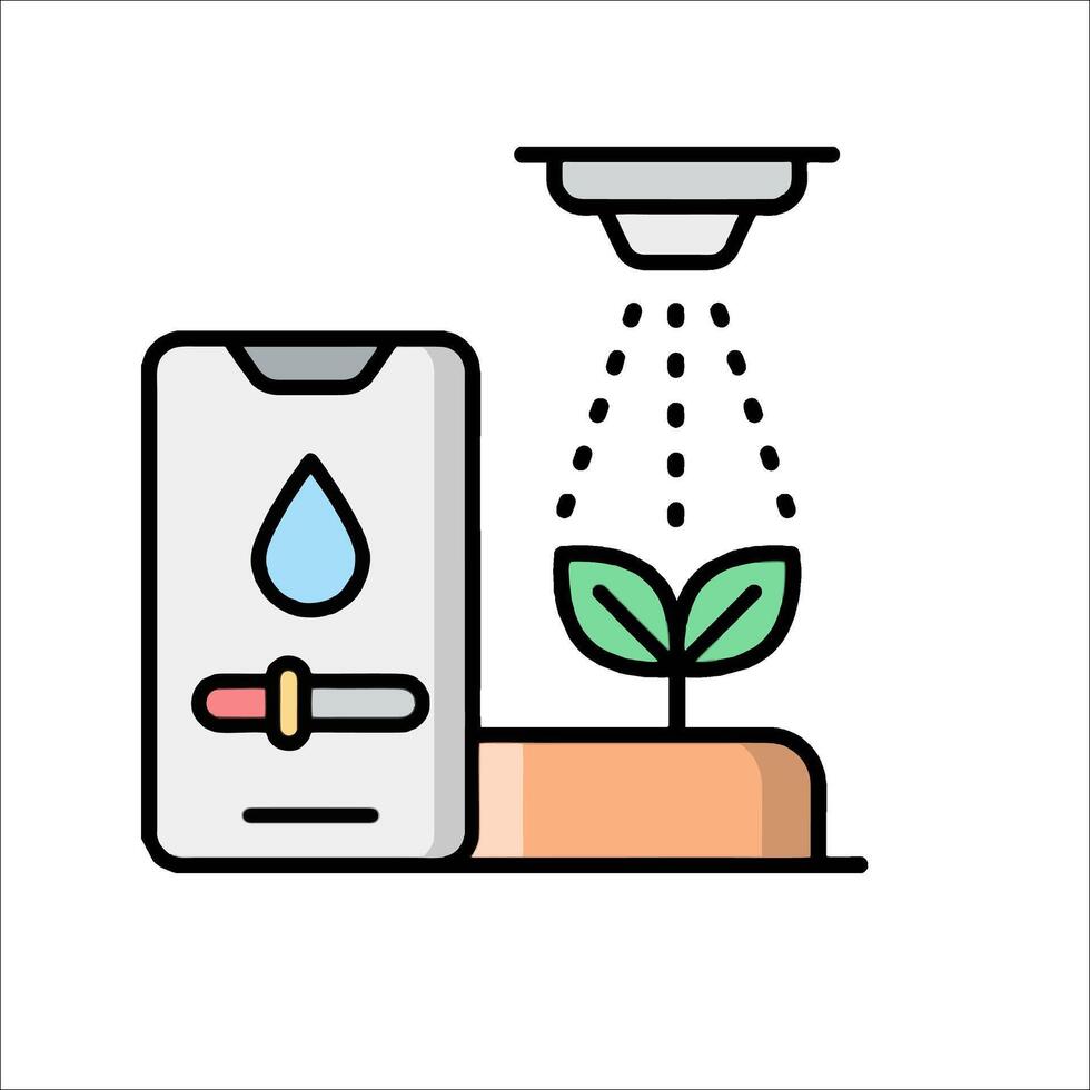 Watering plant with water and a water meter vector