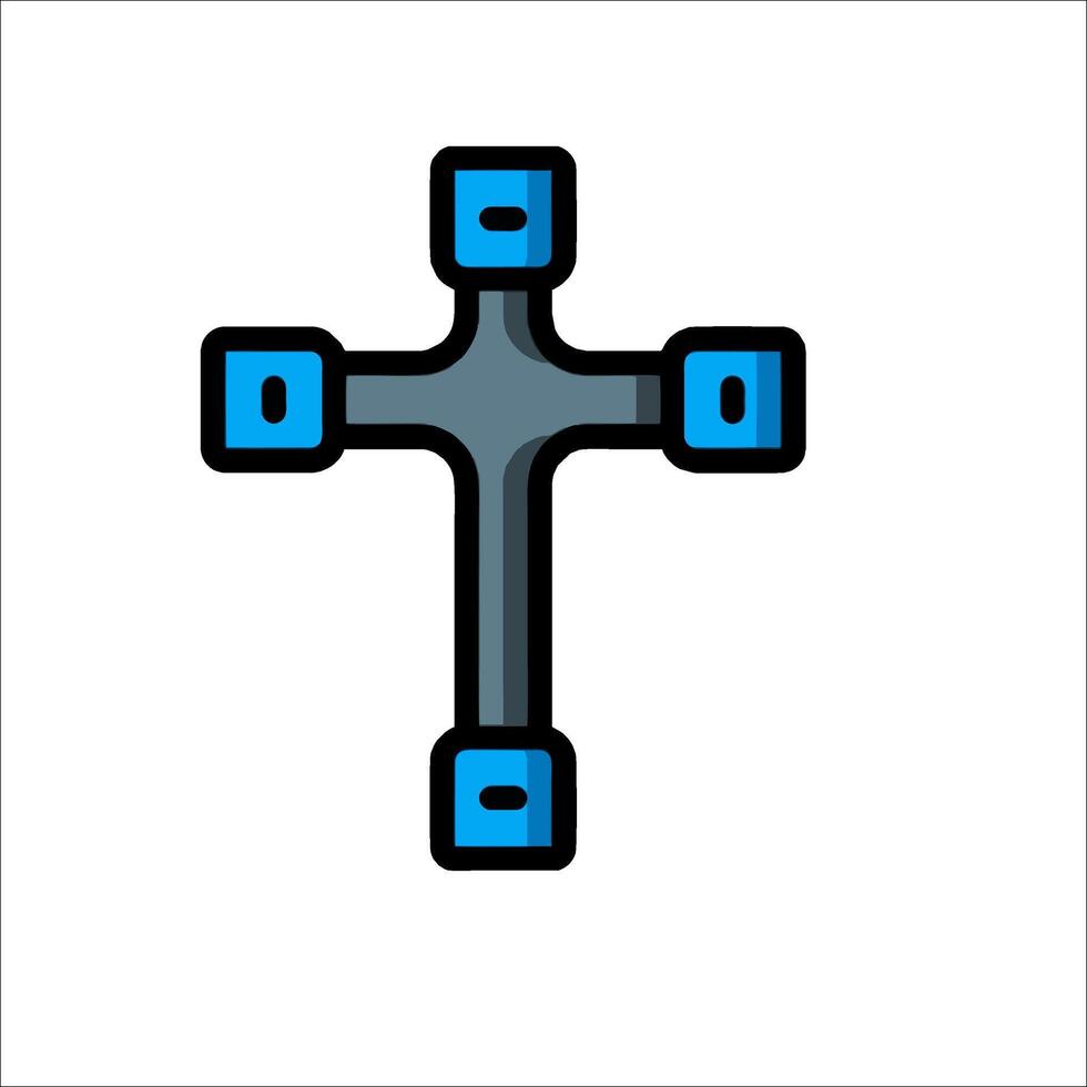 A cross with four squares on it vector