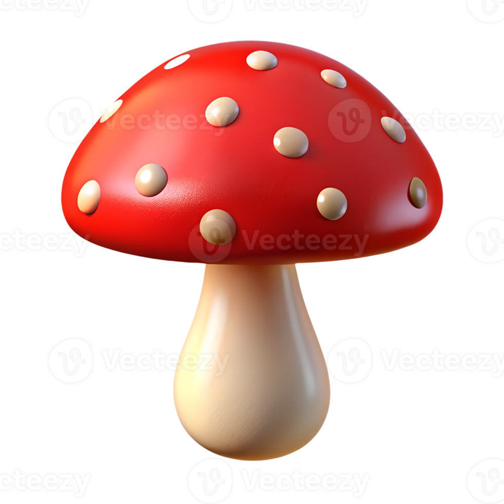 Poisonous red fly agaric 3d illustration isolated on the transparent background png