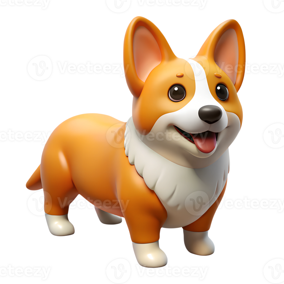 Cute corgi dog 3d illustration isolated on the transparent background png