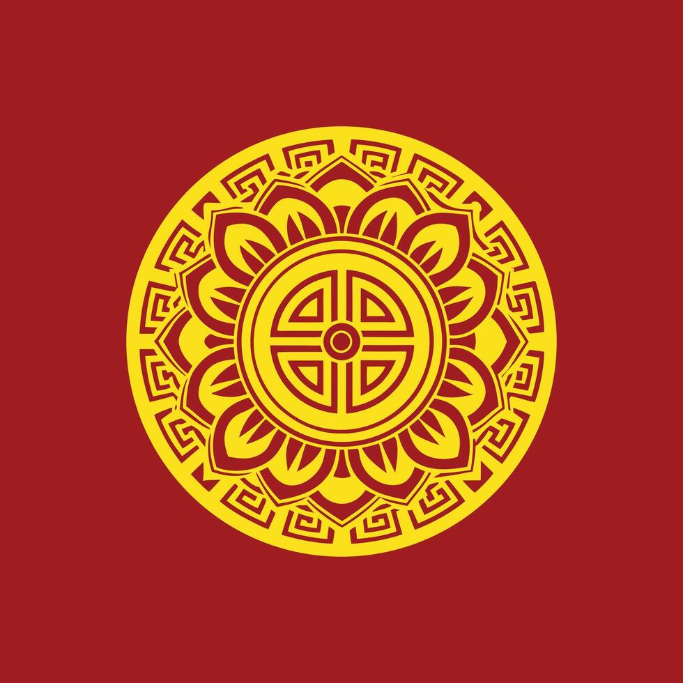 Mandala Pattern Design Decoration luxury red and gold Illustration for Chinese New Year 2025. vector