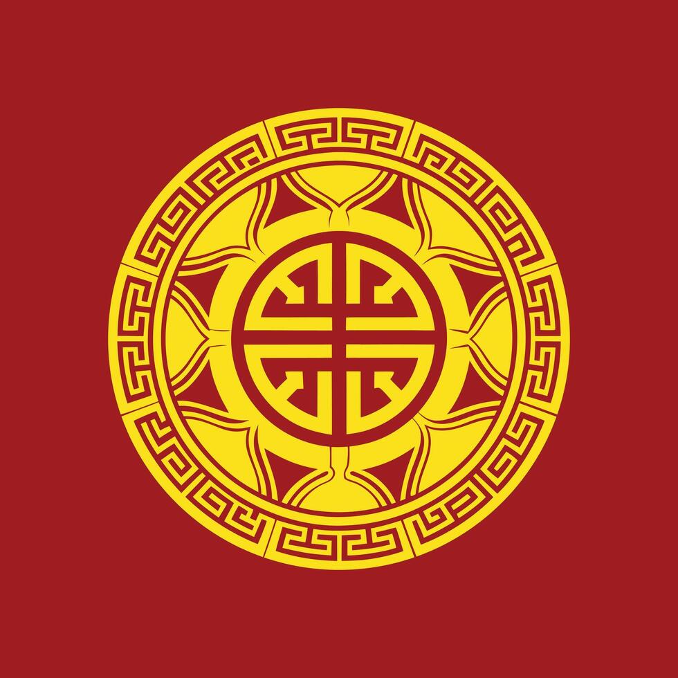 Pattern Mandala Design Decoration luxury red and gold Illustration Henna tattoo Pattern for Chinese New Year 2025. vector