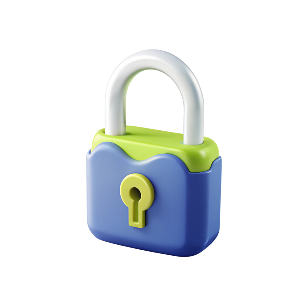 3d blue and green lock png