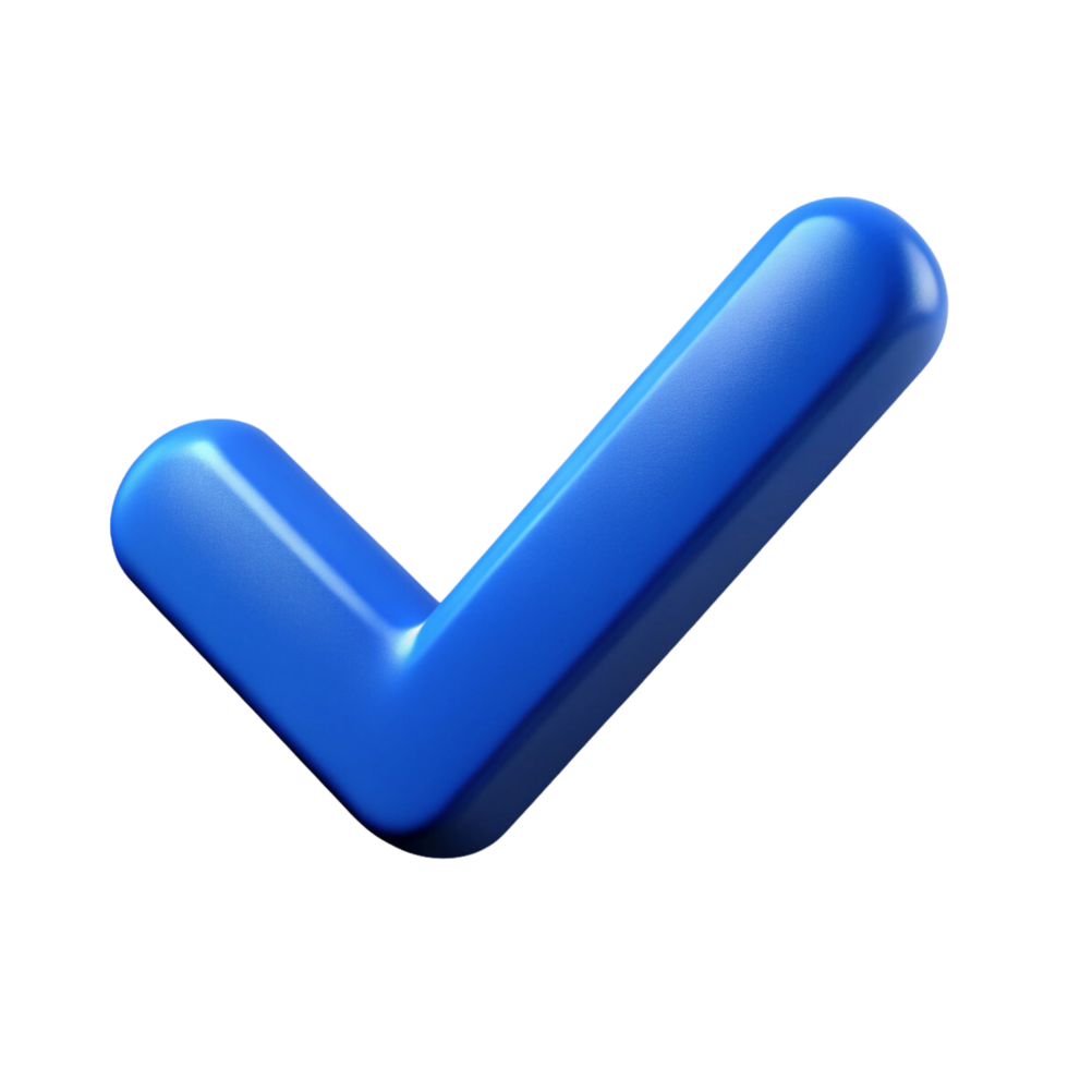 3d blue check mark icon on transparent background png