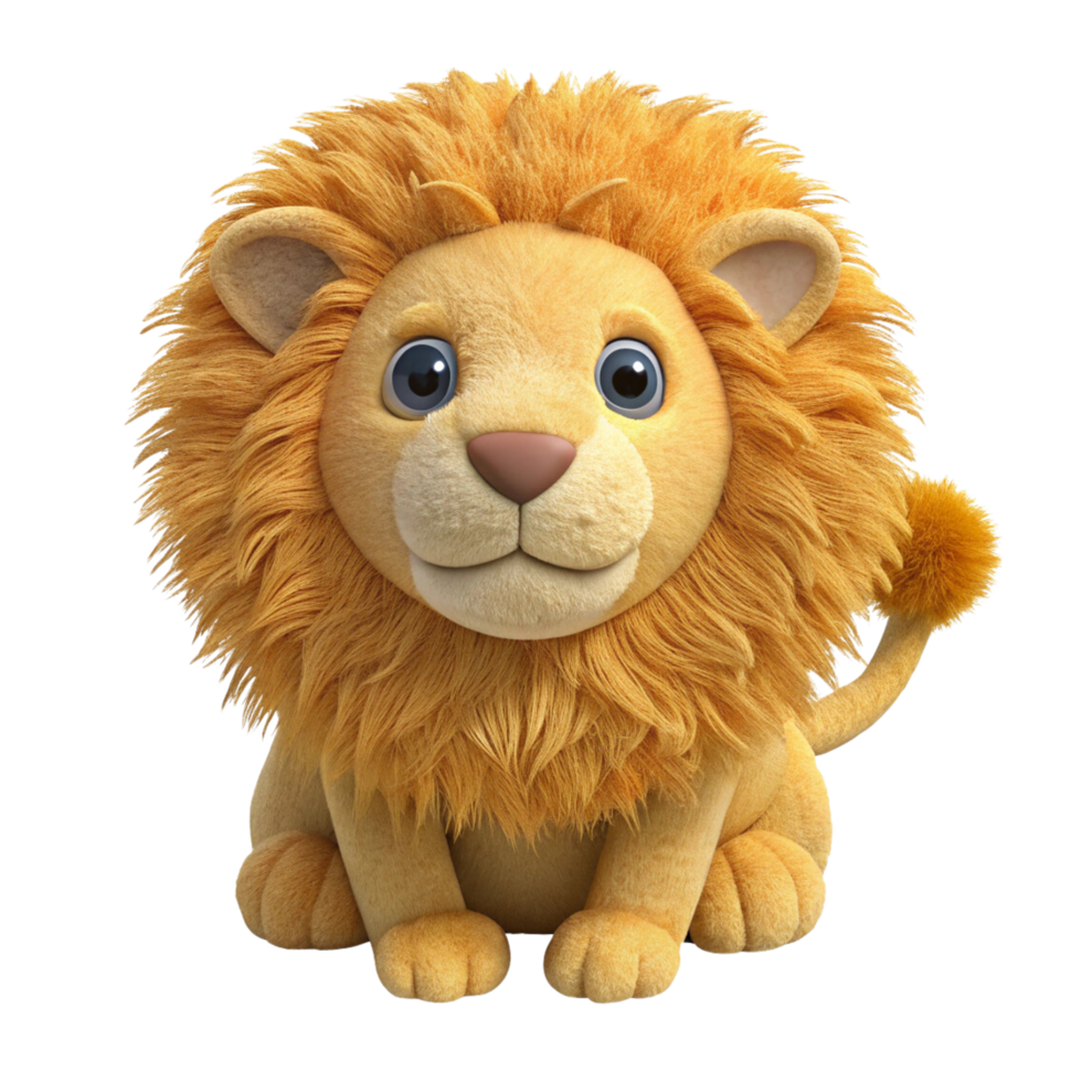 Playful 3D Lion Toy on Transparent Background png