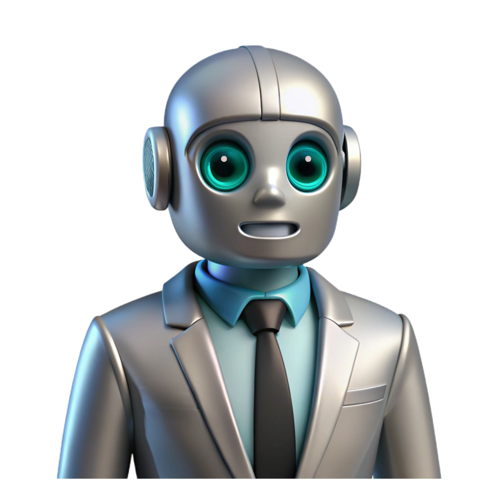 A robot in a suit and tie on transparent background png