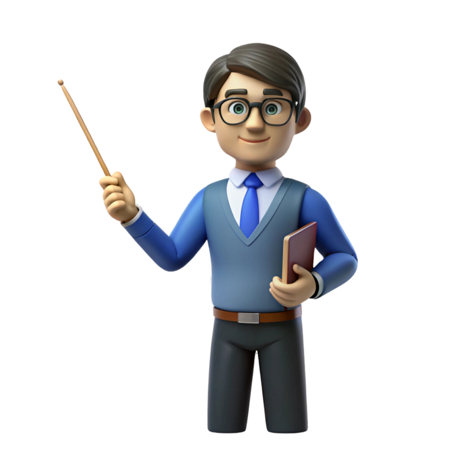 Colorful 3D Cartoon Teacher, Education png