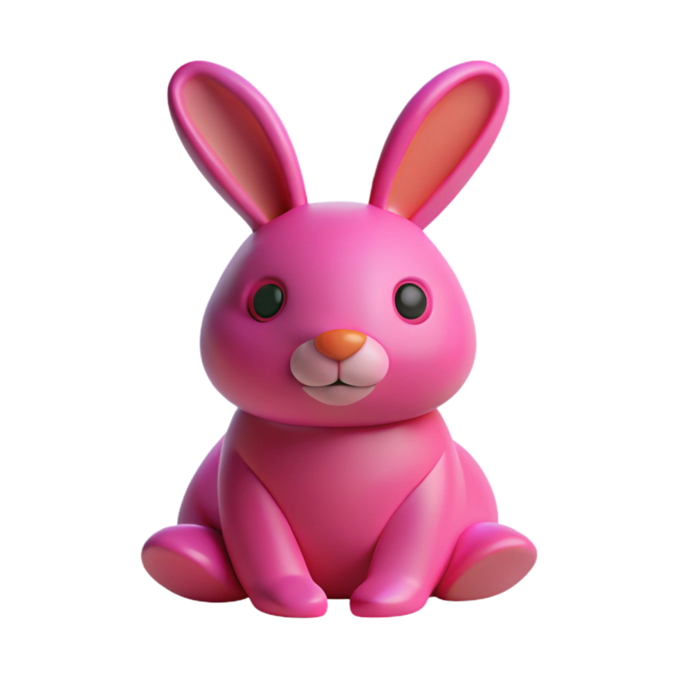 Adorable 3D Pink Rabbit on Transparent Background png