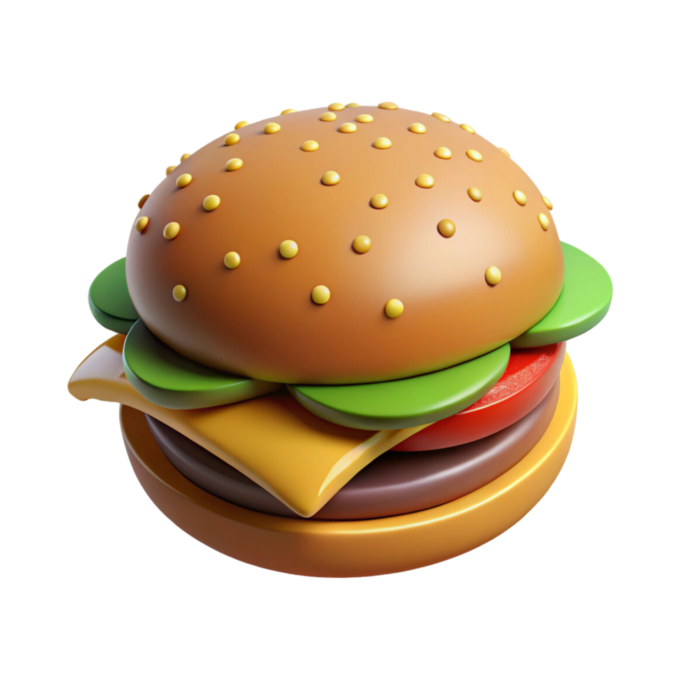 3d hamburger with transparent background png