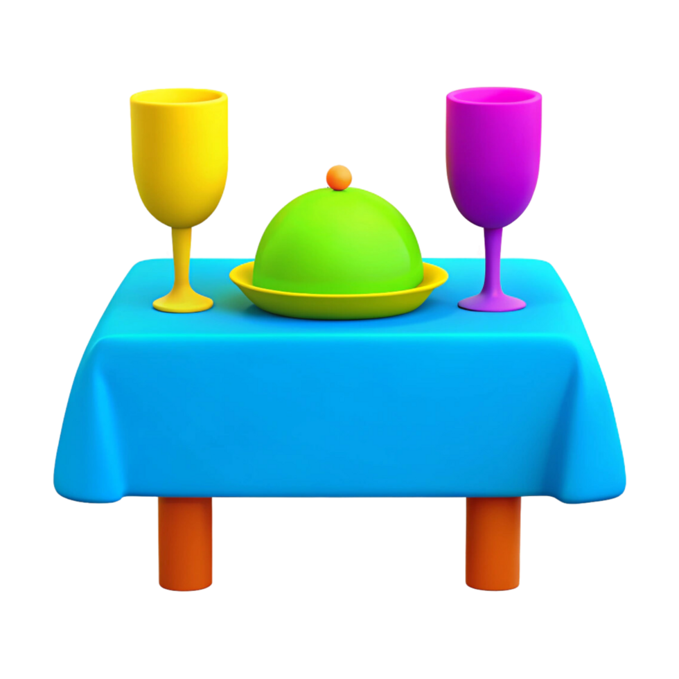 Tablecloth with two glasses and a plate on it png
