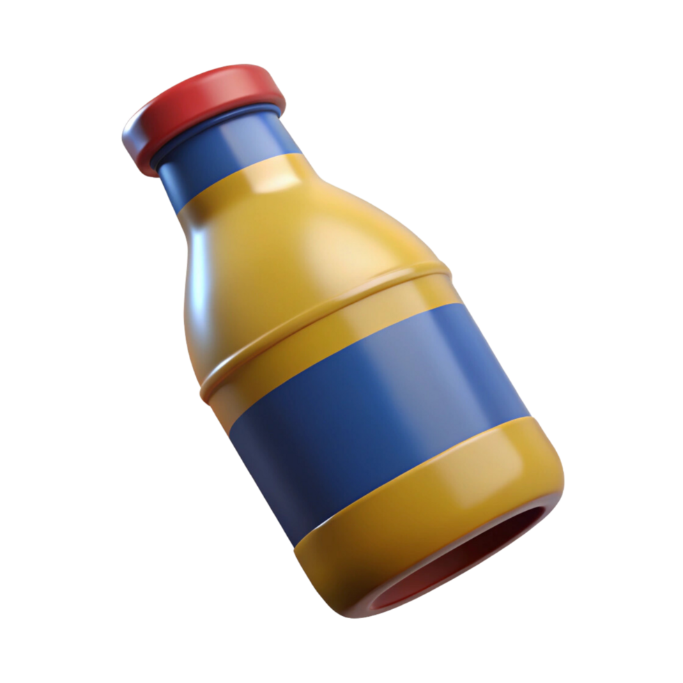 A 3d bottle of mustard on a transparent background png