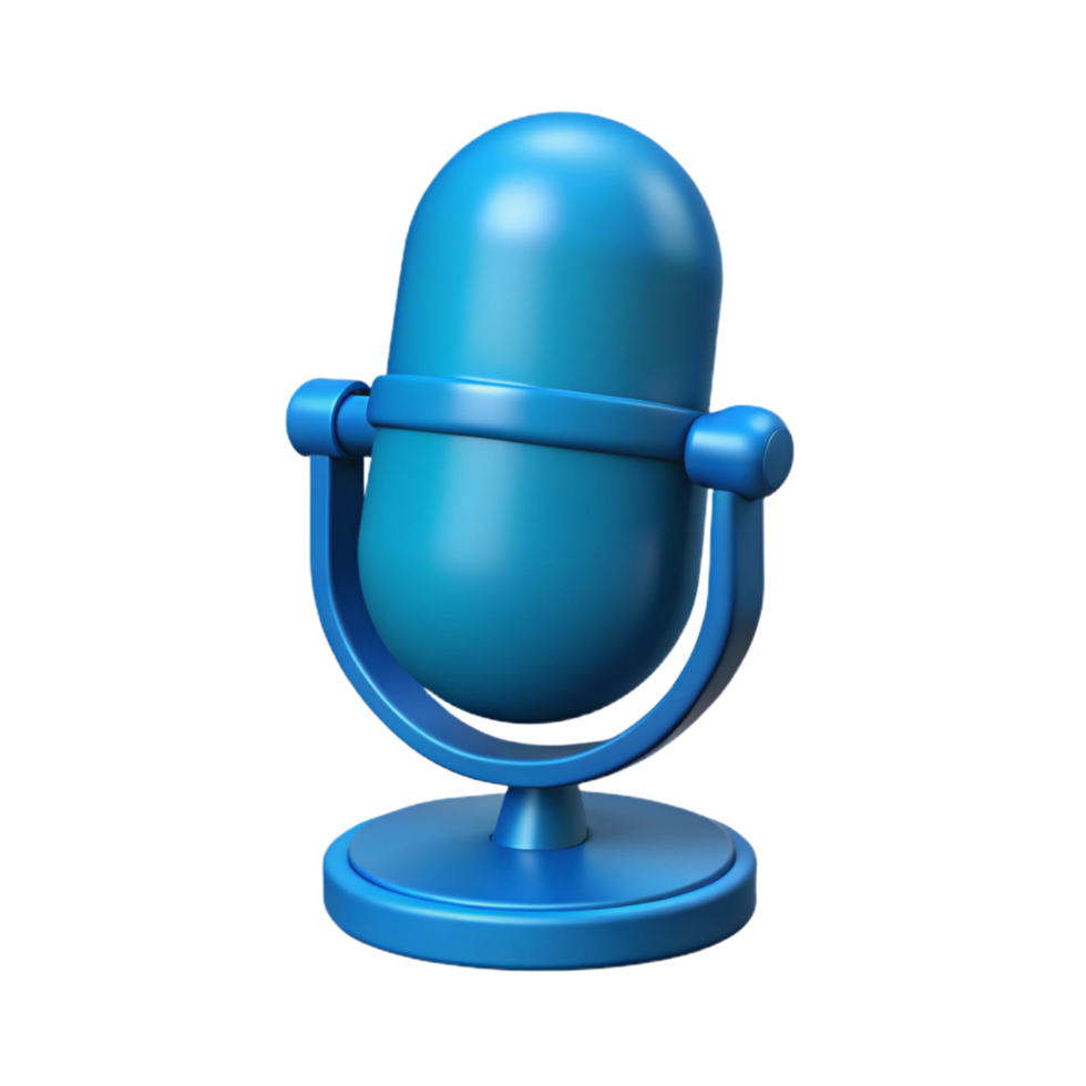 Blue microphone on a stand on a transparent background png