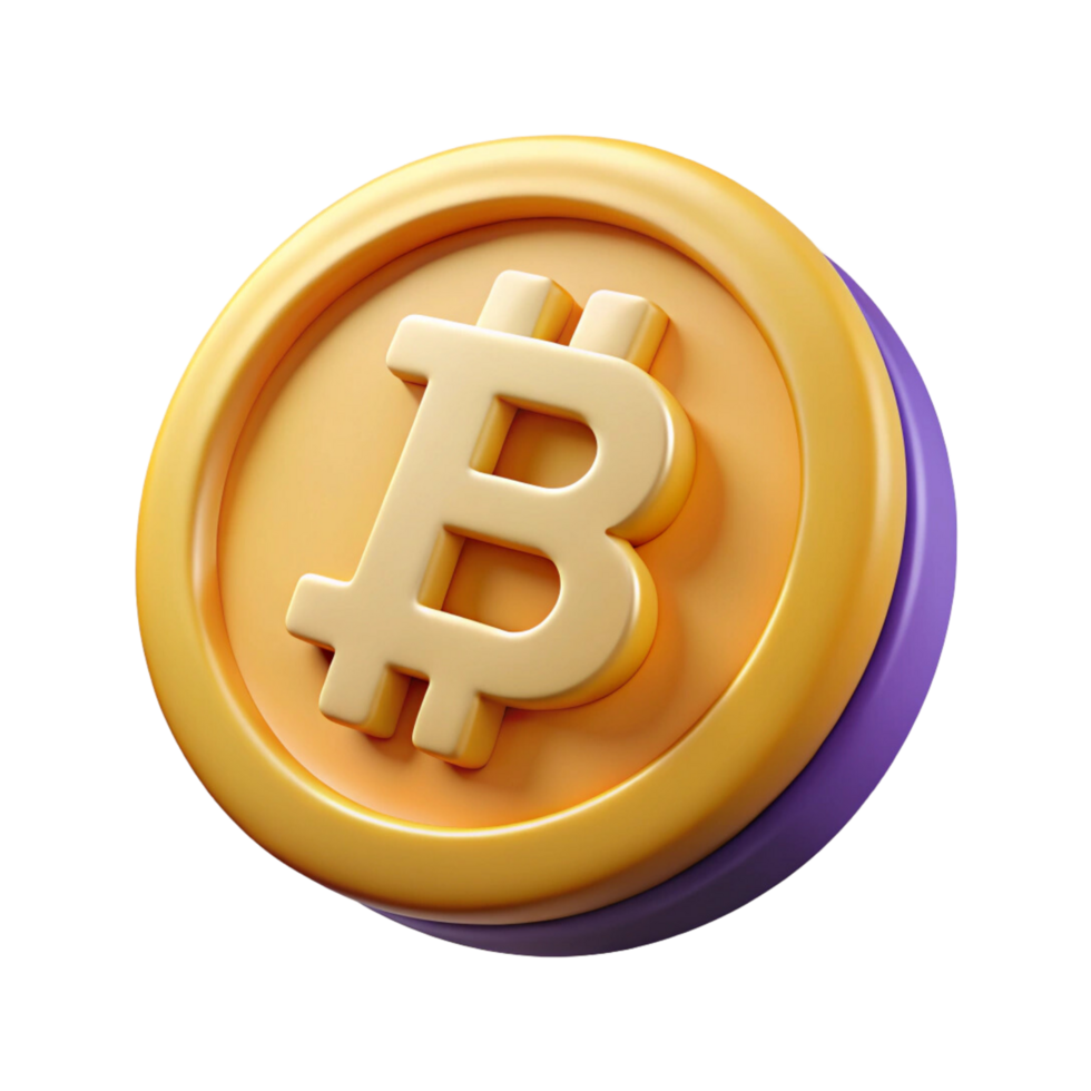 3d bitcoin icon on transparent background png