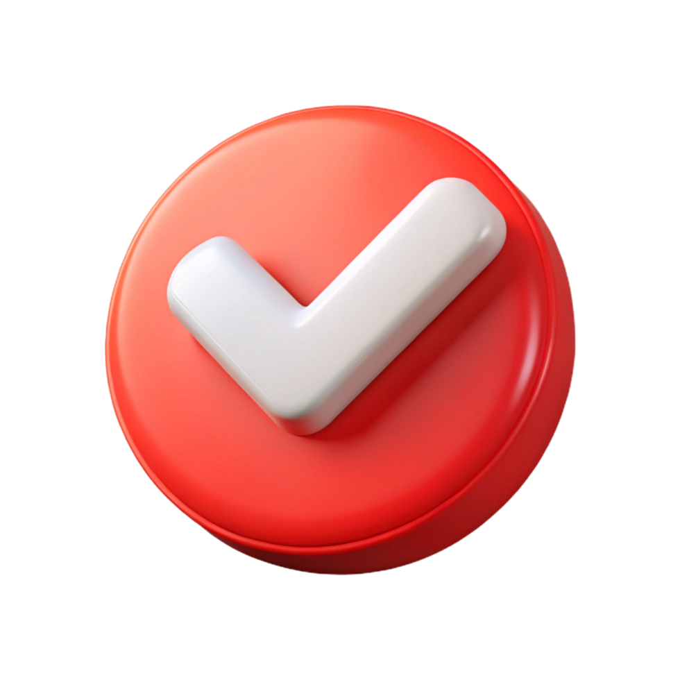 Bold Red Circle with White Checkmark on Transparent Background png