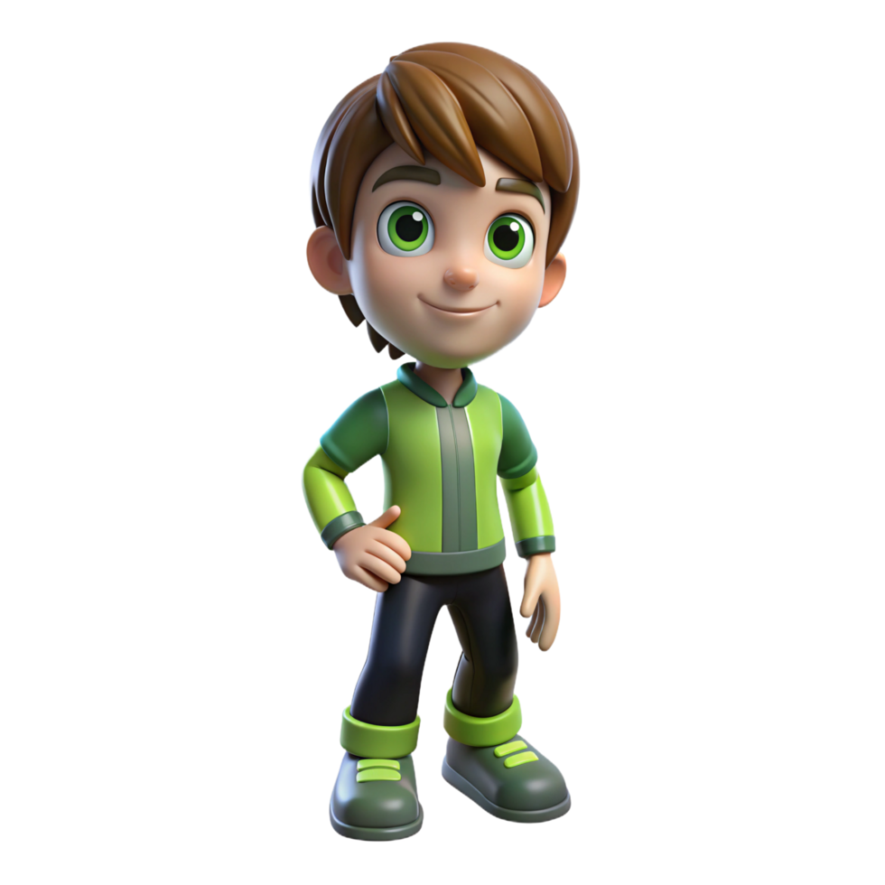 3d boy cartoon character, transparent background png