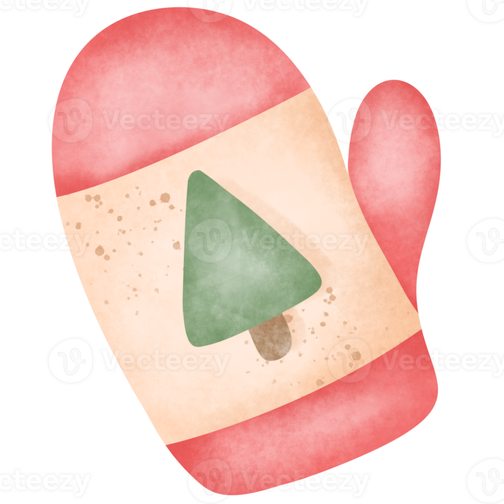 glove for christmas , red woolen glove png