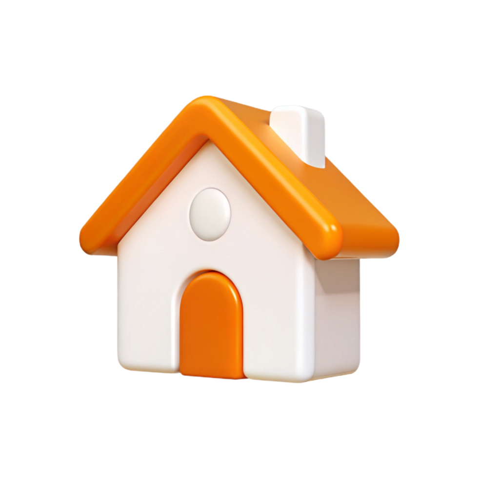 Modern 3D House Icon on Transparent Background png