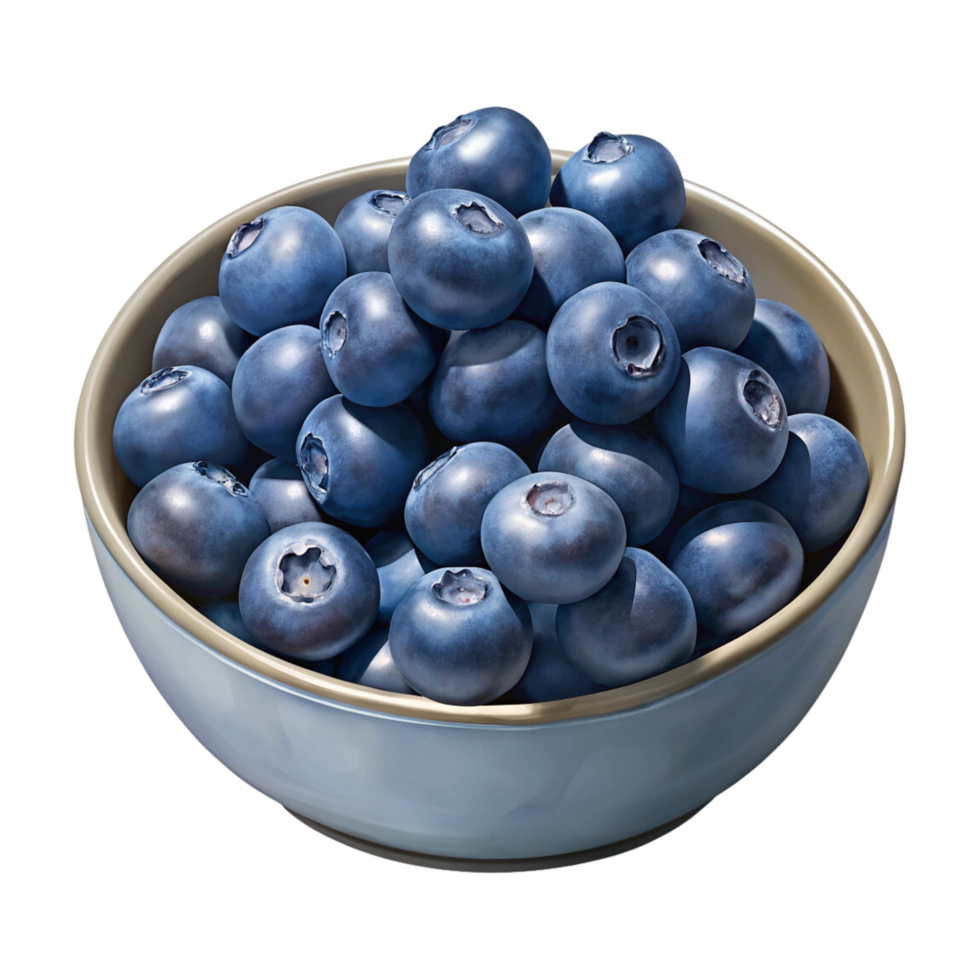 Blueberries in bowl isolated on transparent background png