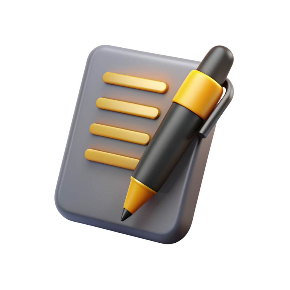 A 3d pen and clipboard icon png