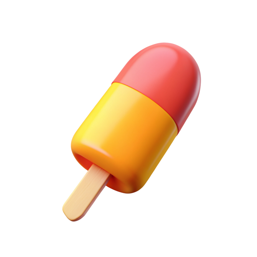 An 3d 3orange and yellow ice cream stick png