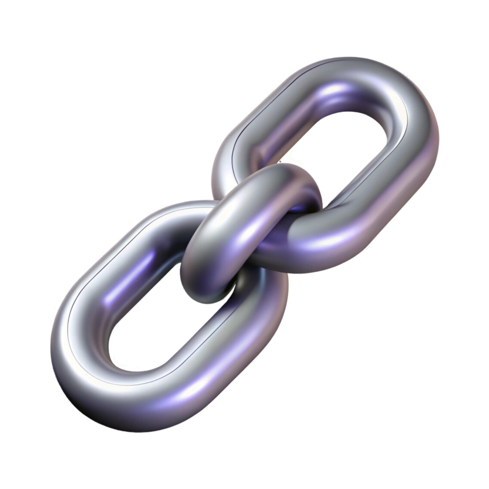 A 3d metal chain link with transparent background png