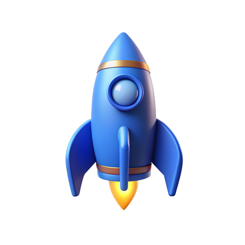 Bue rocket ship icon with transparent background png