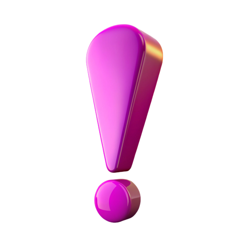 3d pink exclamation mark on a transparent background png