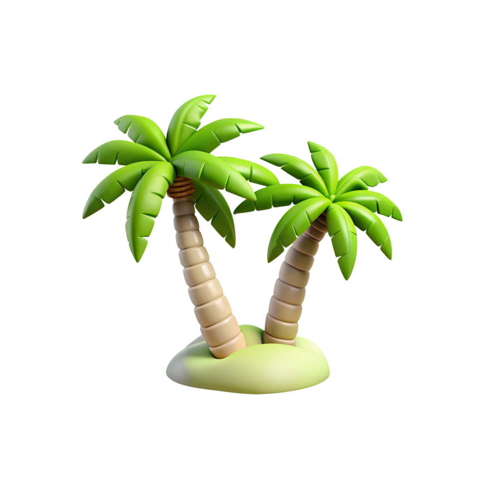 Two palm tree 3d isolated png