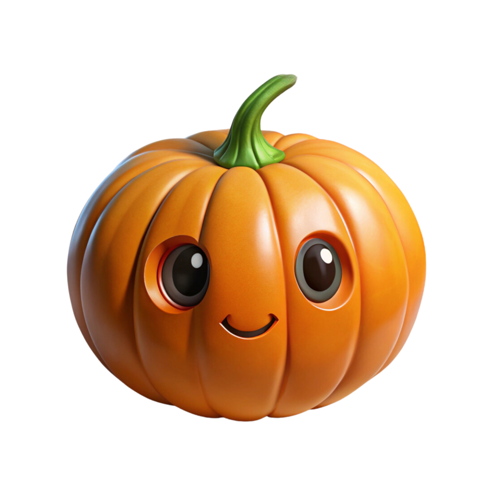 3d cartoon pumpkin with eyes and a smile png