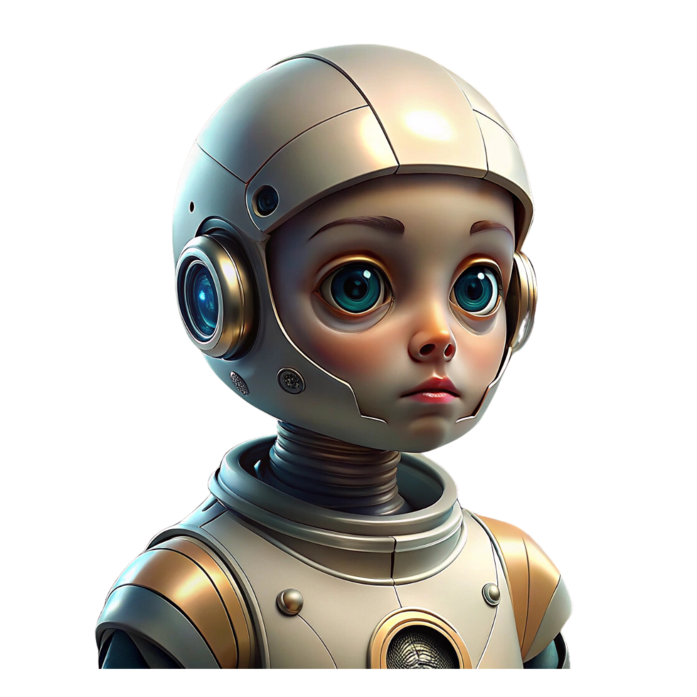 Cute little ai robot boy isolated png