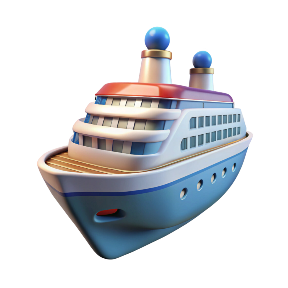 A cartoon 3d ship on a transparent background png