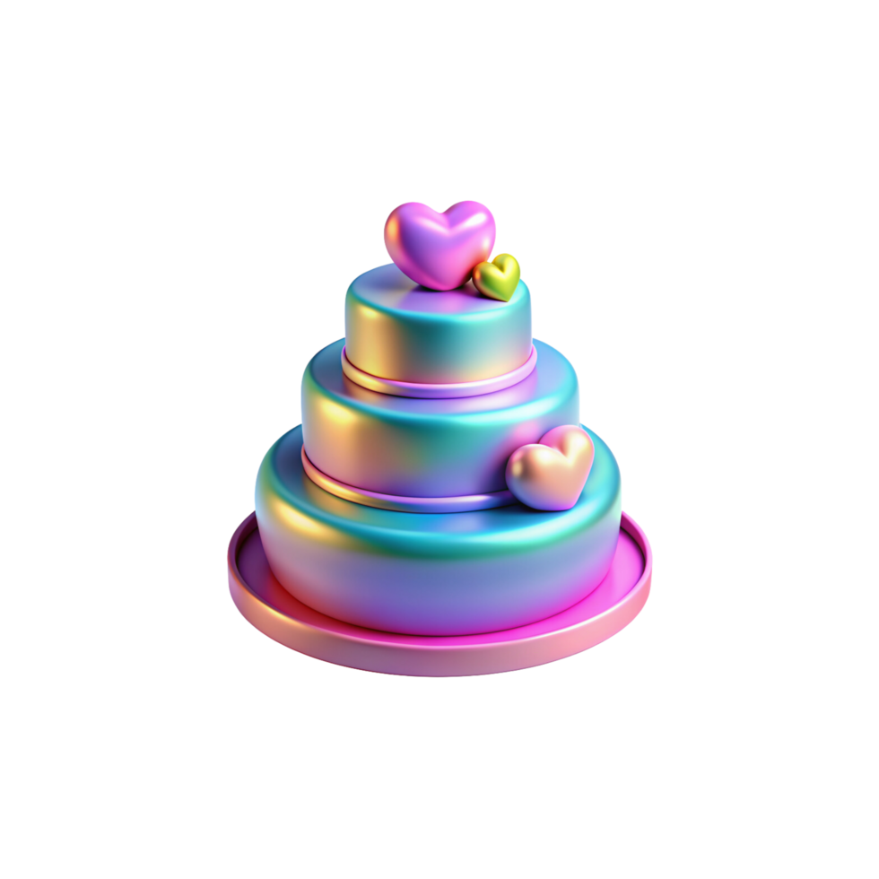 A colorful cake with hearts on top of it png