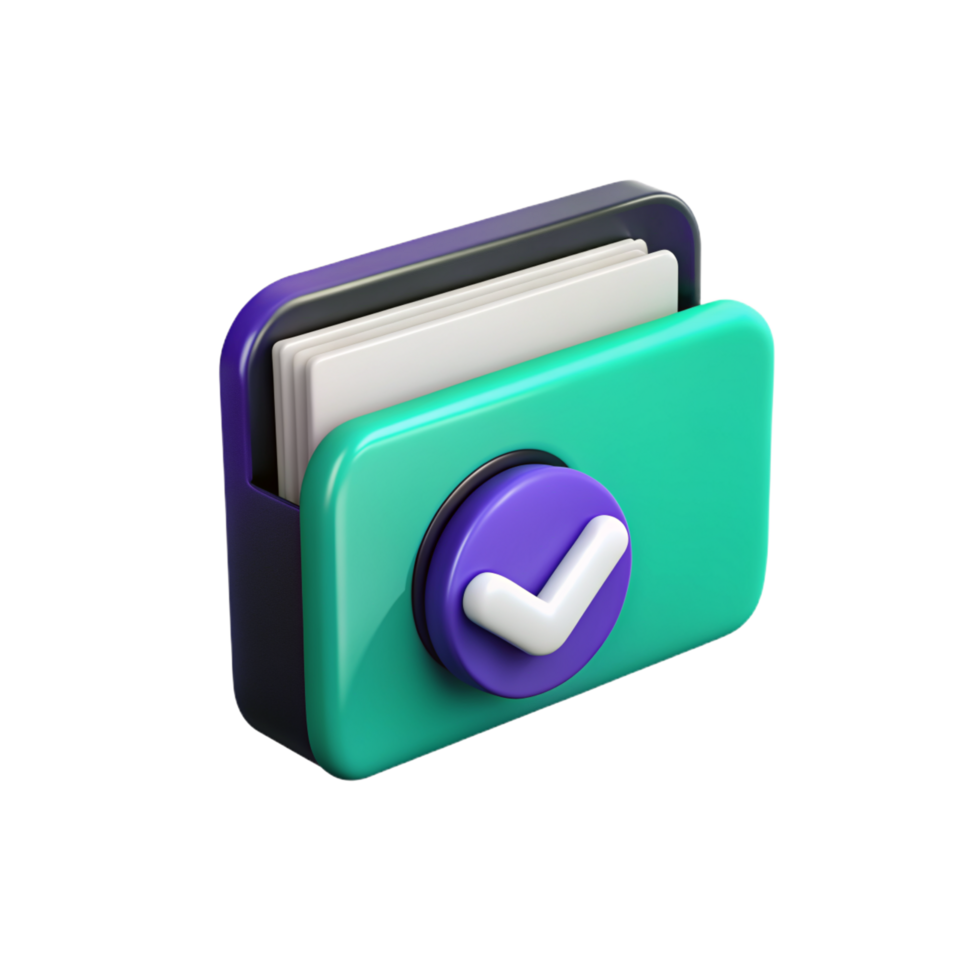 A 3d folder icon with a check mark on it png
