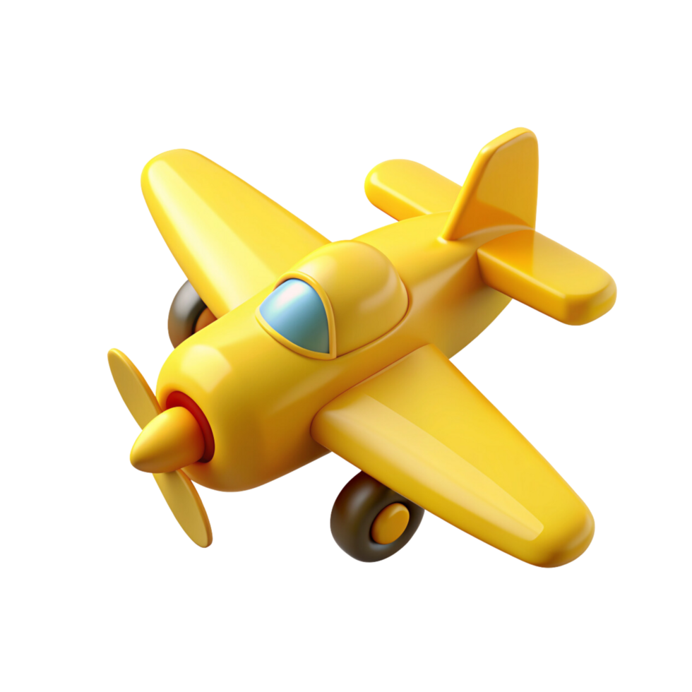 A yellow toy plane on a transparent background png
