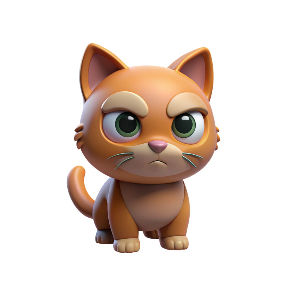 A 3d angry cartoon cat png