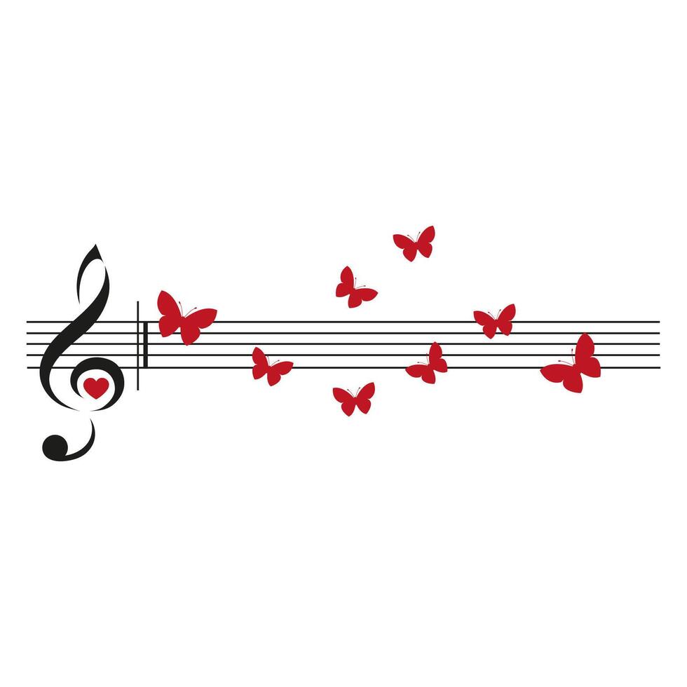Musical notes.Flying butterflies.Music concept .Song of the summer. vector