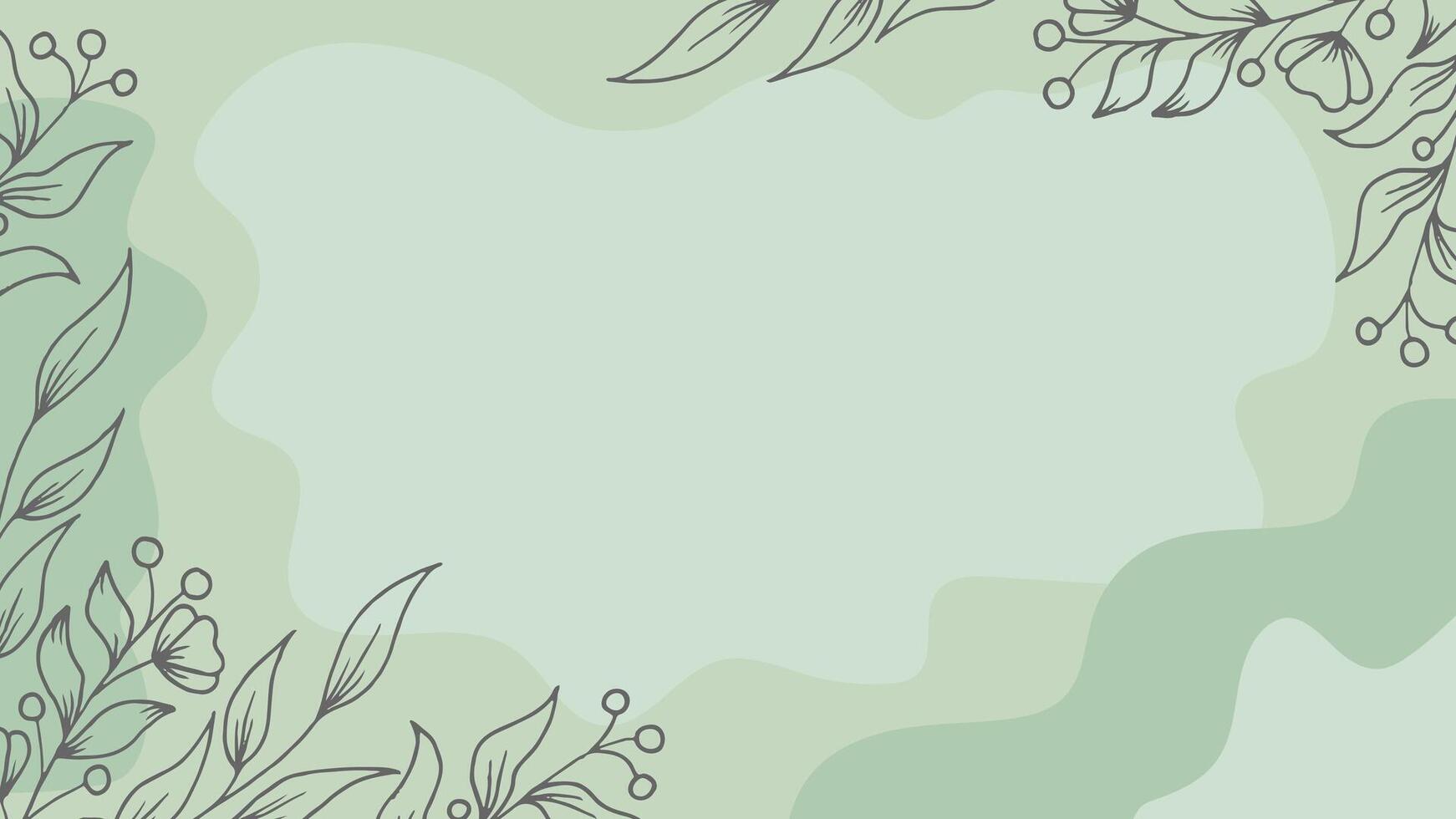 Hand-Drawn Floral Branches in Pastel Green Tones. vector