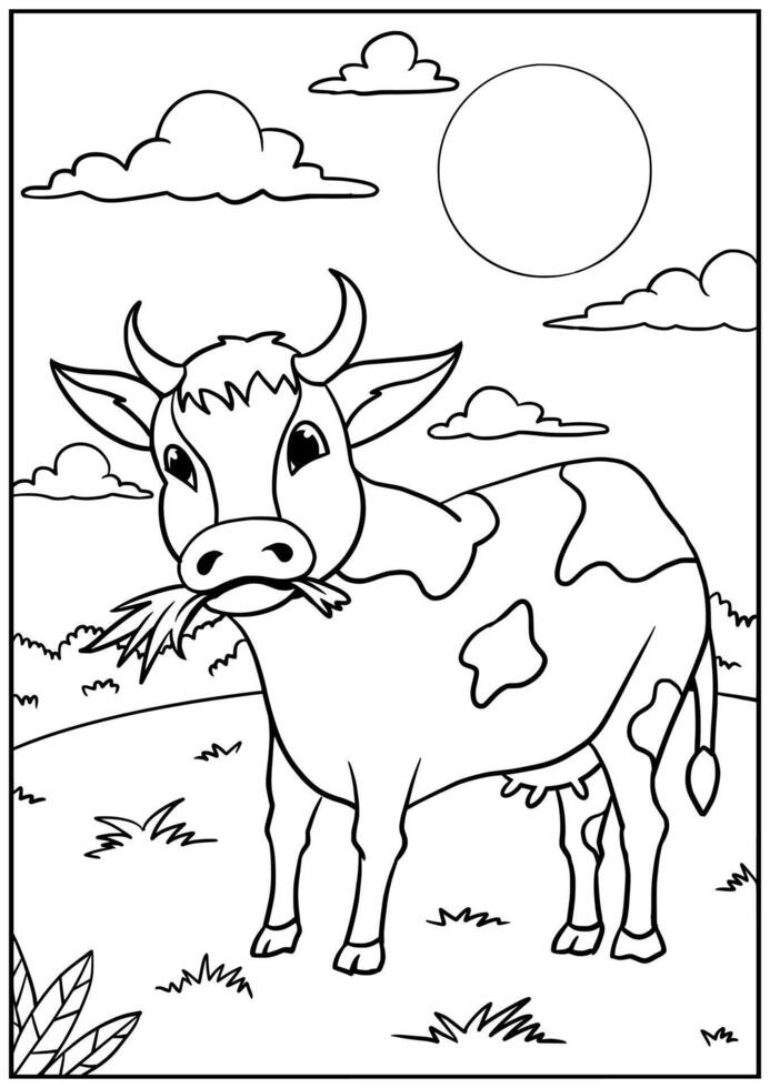 Coloring page outline of the cow vector