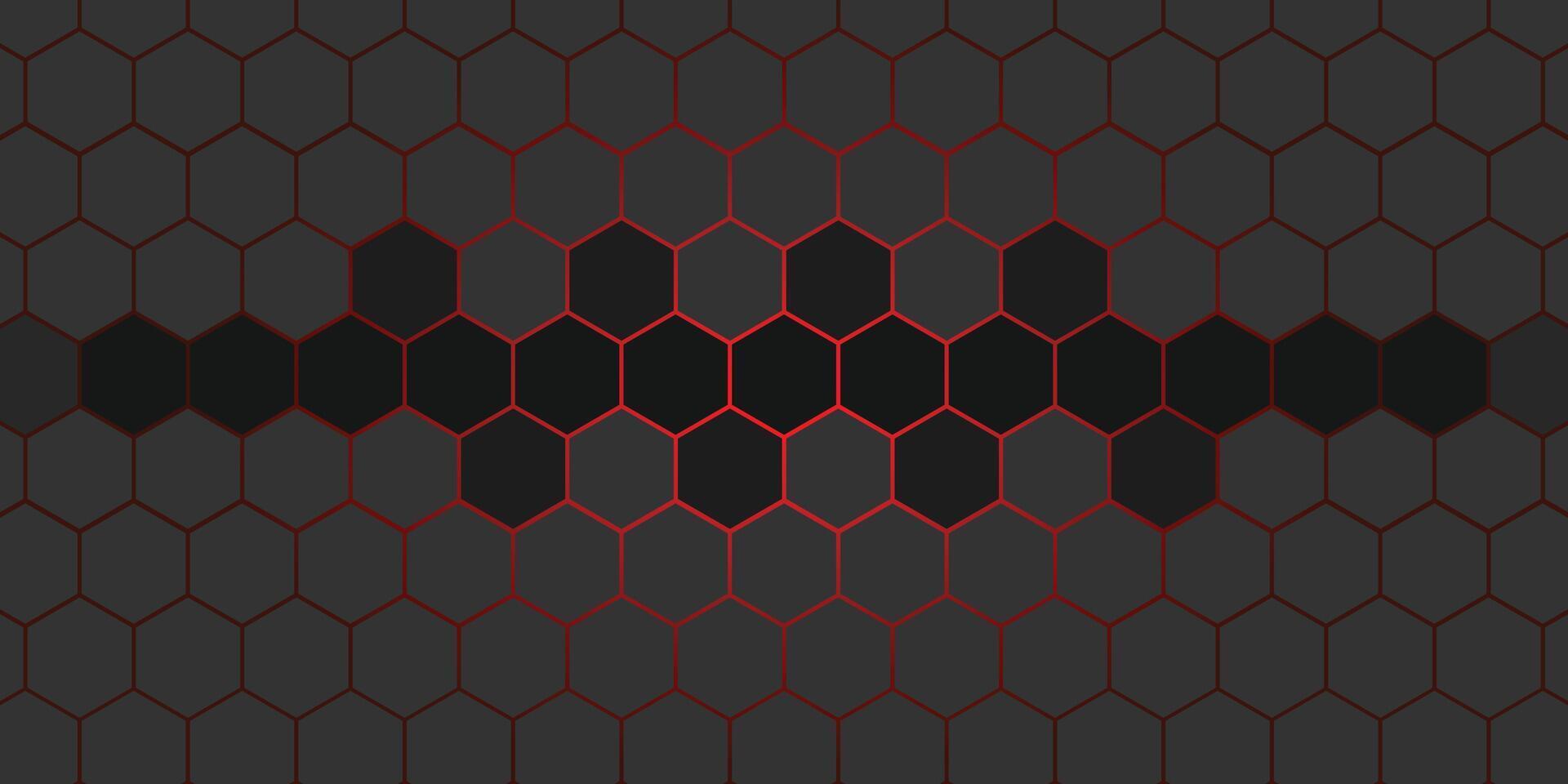 Black and red color honeycomb pattern background vector